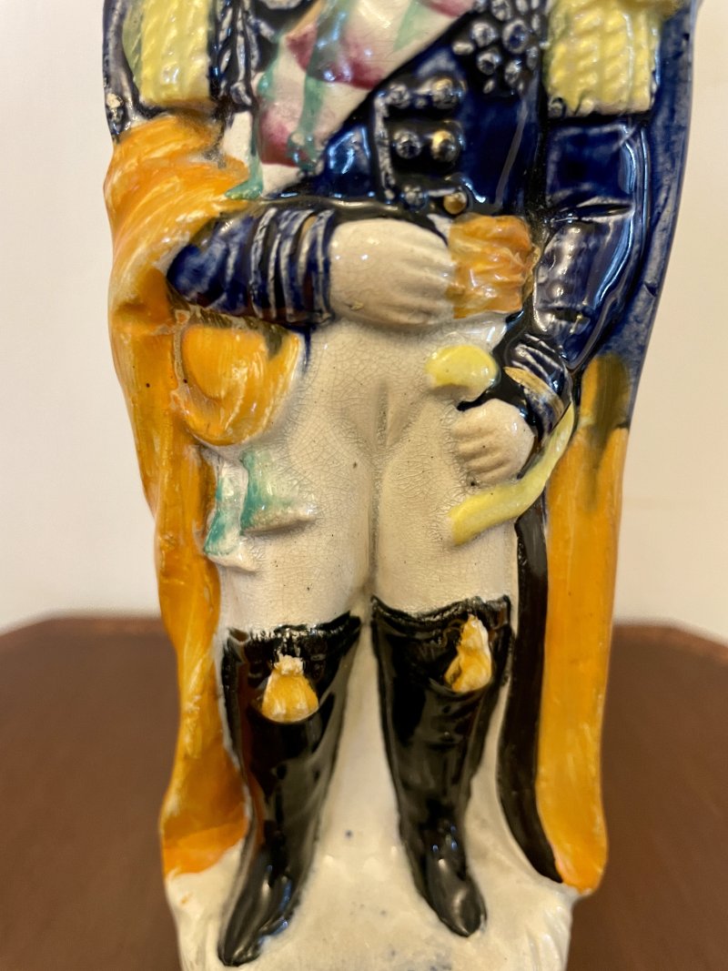 Antique Victorian Staffordshire Flatback Figure in Military Dress - Image 6